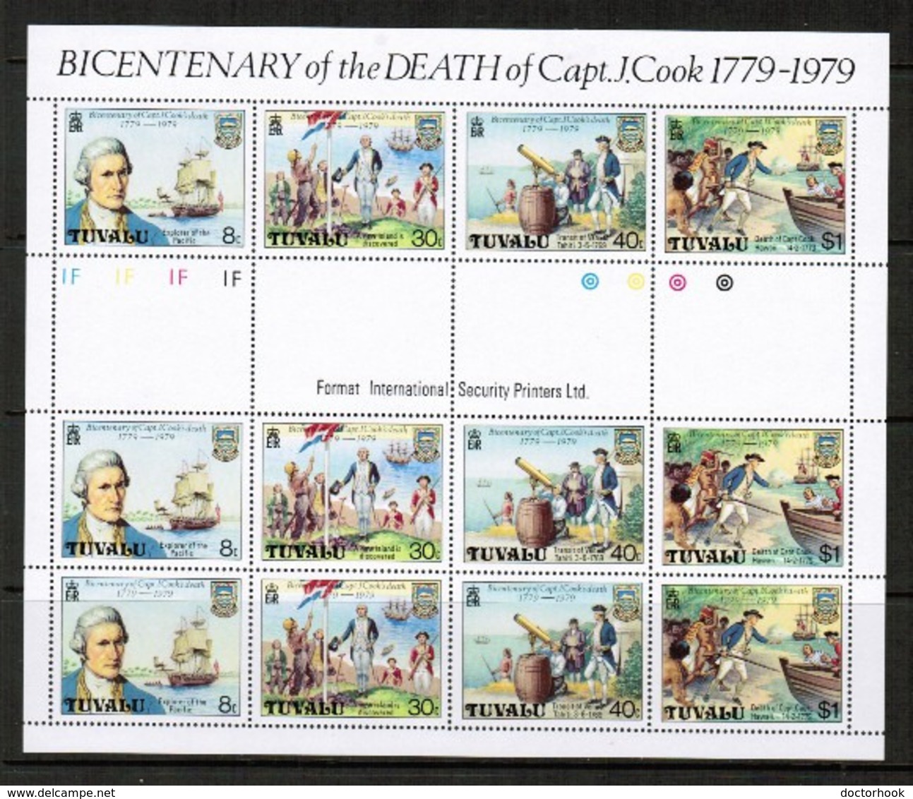 TUVALU  Scott # 114-7** VF MINT NH Complete Sheet W/GUTTERS (SS-418) - Tuvalu