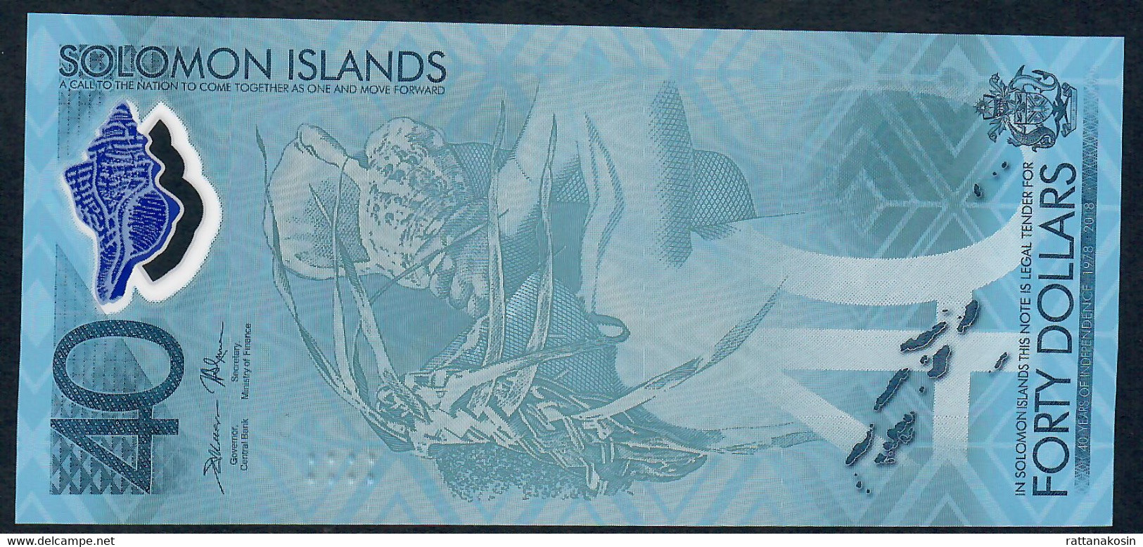 SOLOMONS P37 40 DOLLARS 2018 #SI/40 Signature 8 Commemorative  UNC. - Salomonseilanden