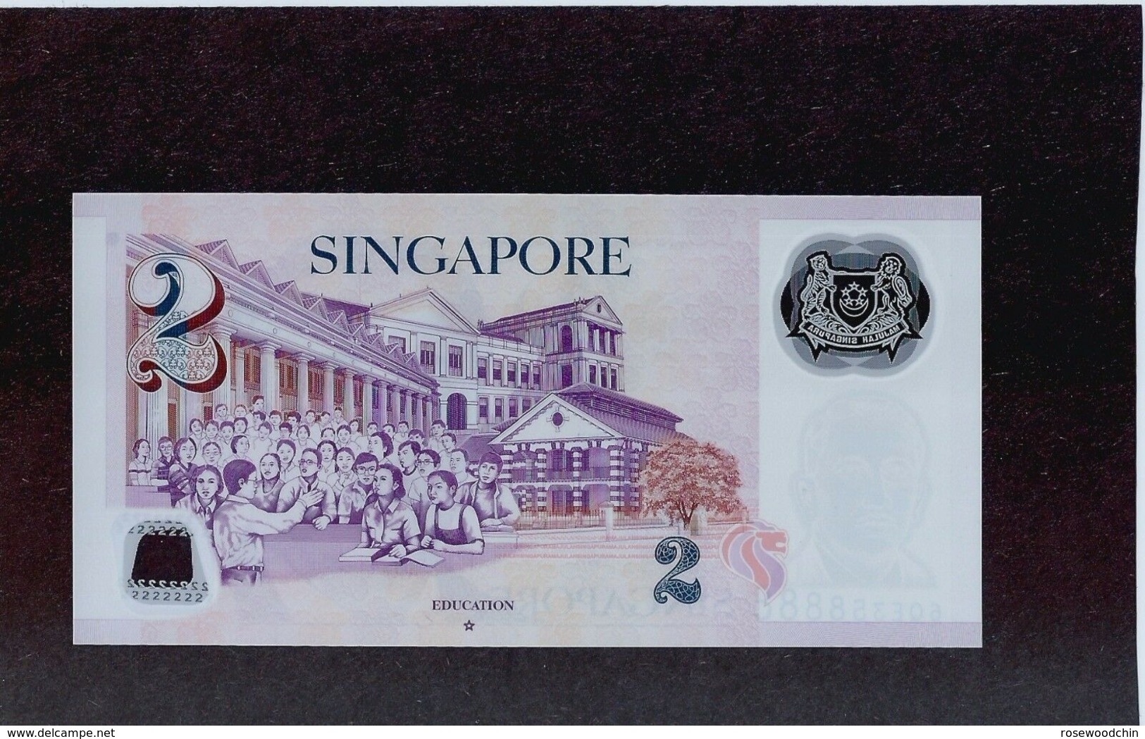 Repeater Lucky Number Singapore $2 Banknote Money 6QB358888 (#105) AU - Singapour