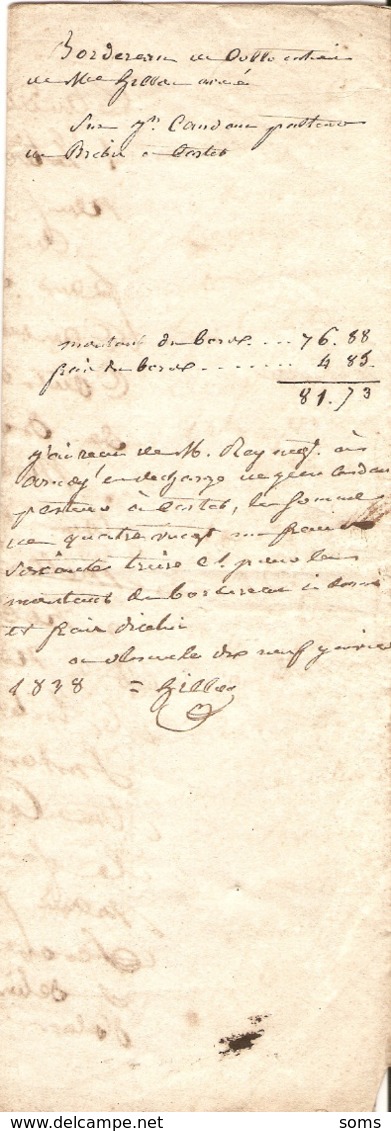 Vieux Papier Du Béarn, 1838, Bordereau De Collocation Sur Jean Candau, Pasteur De Brebis à Castet En Ossau - Historische Documenten