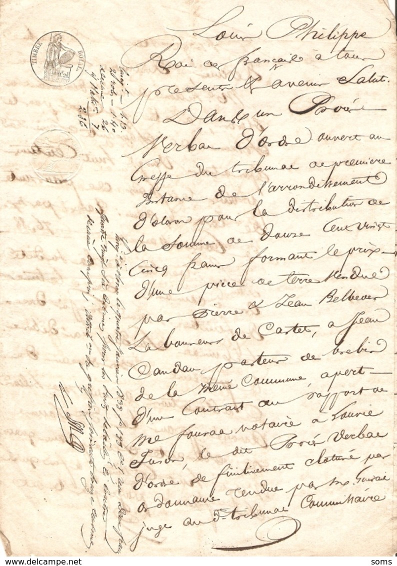 Vieux Papier Du Béarn, 1838, Bordereau De Collocation Sur Jean Candau, Pasteur De Brebis à Castet En Ossau - Documenti Storici