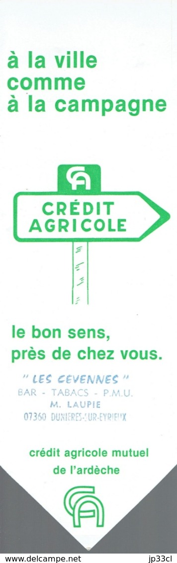 Marque-page Crédit Agricole Ardèche "Les Cévennes", Bar Tabac, P.M.U., M. Laupie, Dunières-sur-Eyrieux - Lesezeichen