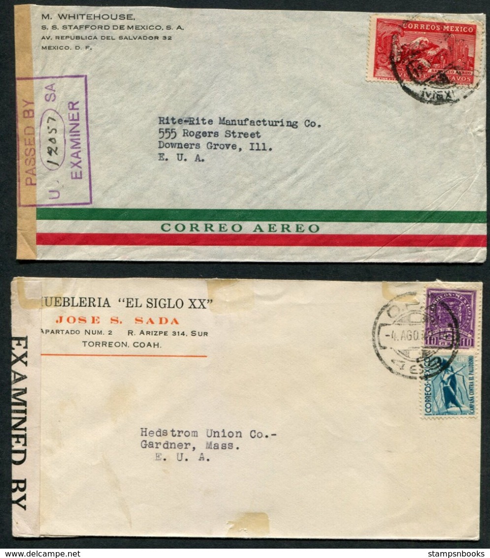 WW2 Mexico 4 X Censor Covers - USA - Mexico