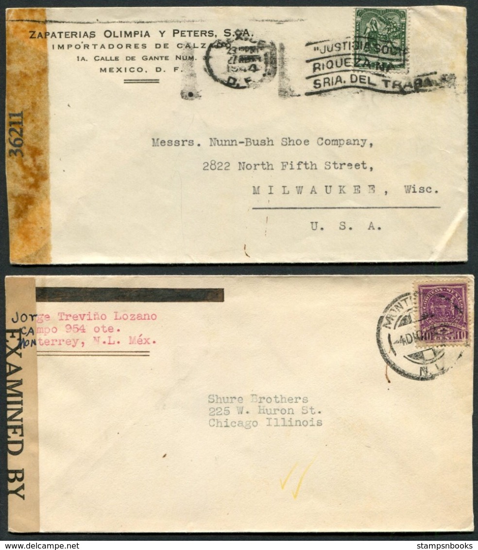 WW2 Mexico 4 X Censor Covers - USA - Mexico