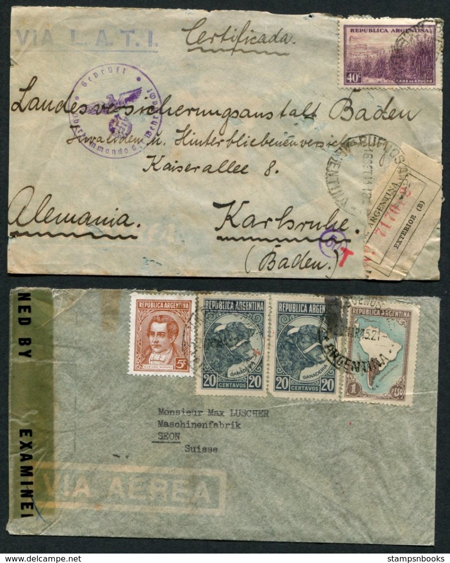 WW2 Airmail Censor Covers X 7 Argentina LATI, Uraguay, El Salvador, Chile - Germany USA Switzerland - Covers & Documents