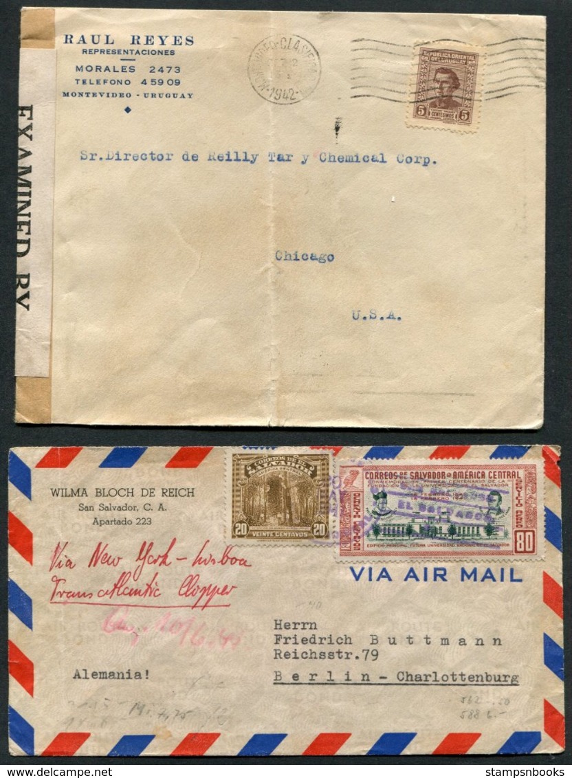 WW2 Airmail Censor Covers X 7 Argentina LATI, Uraguay, El Salvador, Chile - Germany USA Switzerland - Covers & Documents