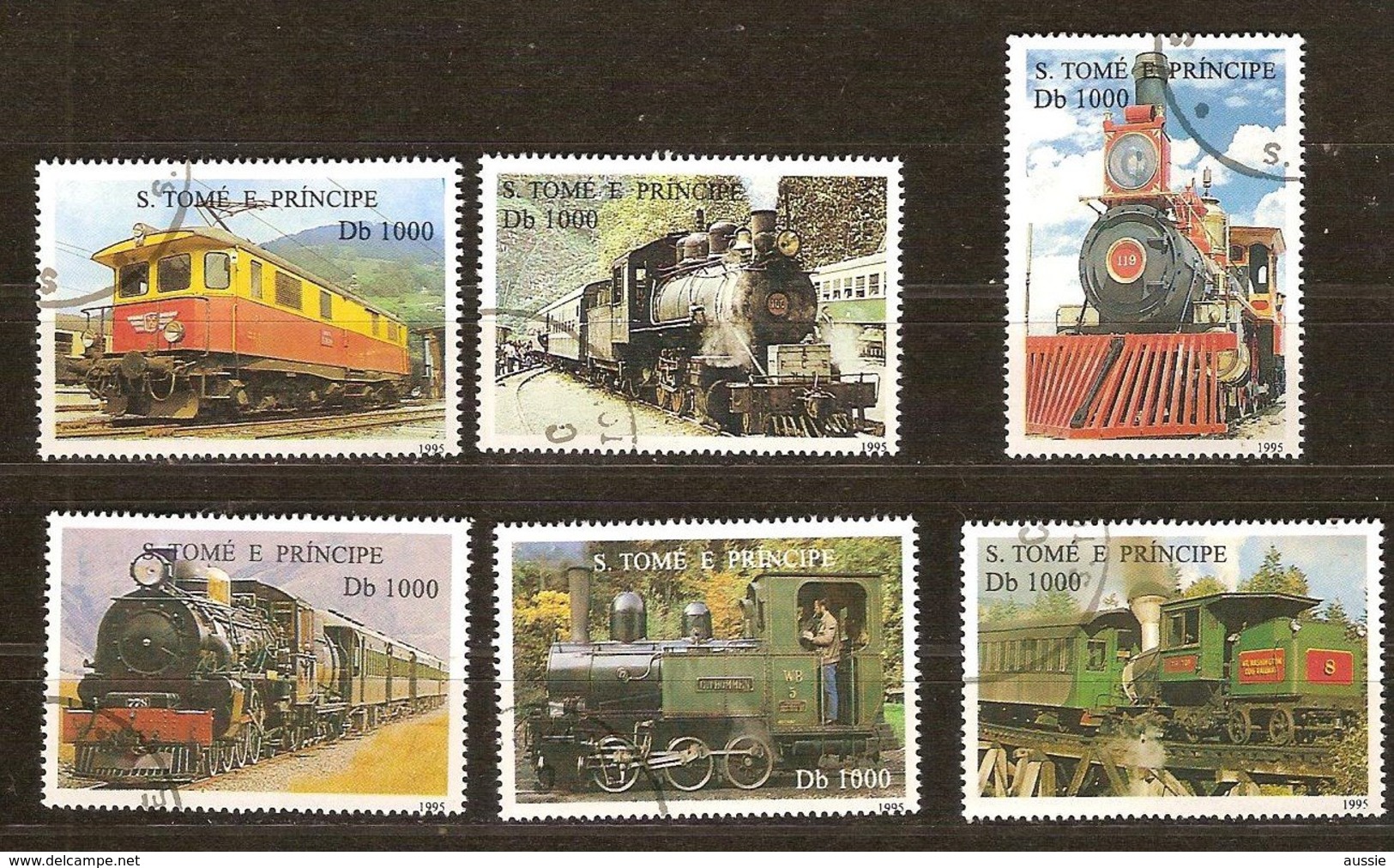 St-Thome Et Principe 1995 Yvertn° 1245B-G (°) Oblitéré Cote 18 € Chemin De Fer Treinen Trains - Sao Tome Et Principe