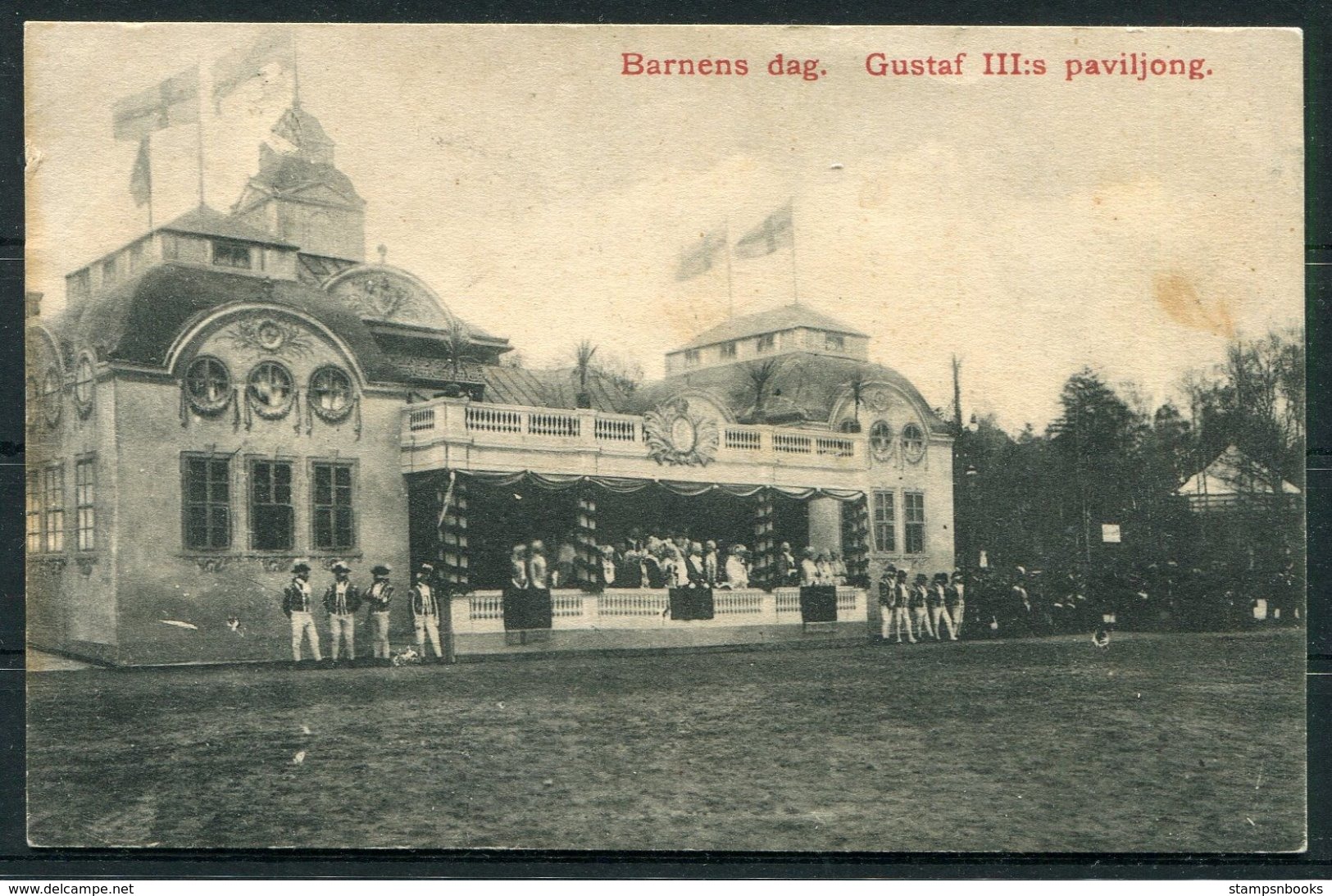 Sweden Barnens Dag Gustaf 3rd Paviljong Postcard - Sweden