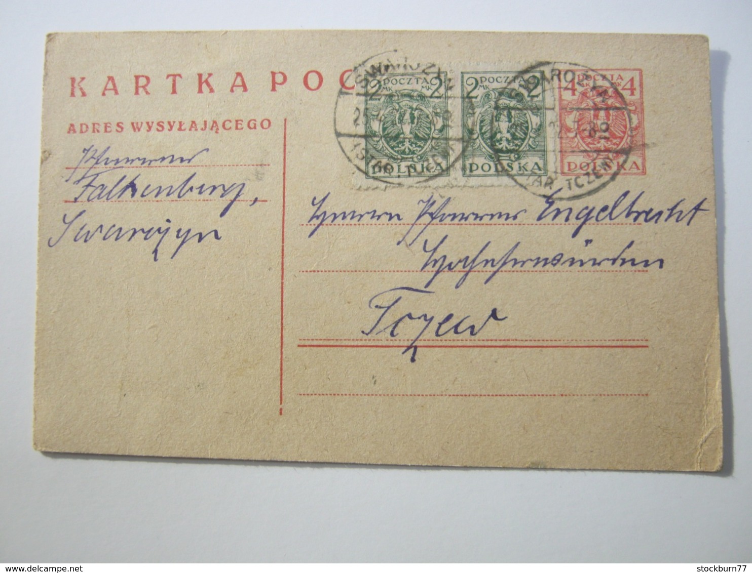 1922 , Ganzsache Aus SWAROZYN - Covers & Documents