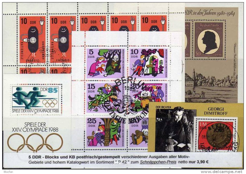 Alemania Motiv-Schnäppchen 5 DDR Blocks+Kleinbogen **/SST/o 20€ M/s Hoja Ss Varity Blocs Sheets Sheetlet Bf Germany - Collections (with Albums)