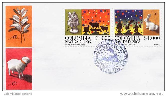 Lote 2278-83F, Colombia, 2003, 3 SPD- FDC, Navidad, Christmas - Colombia