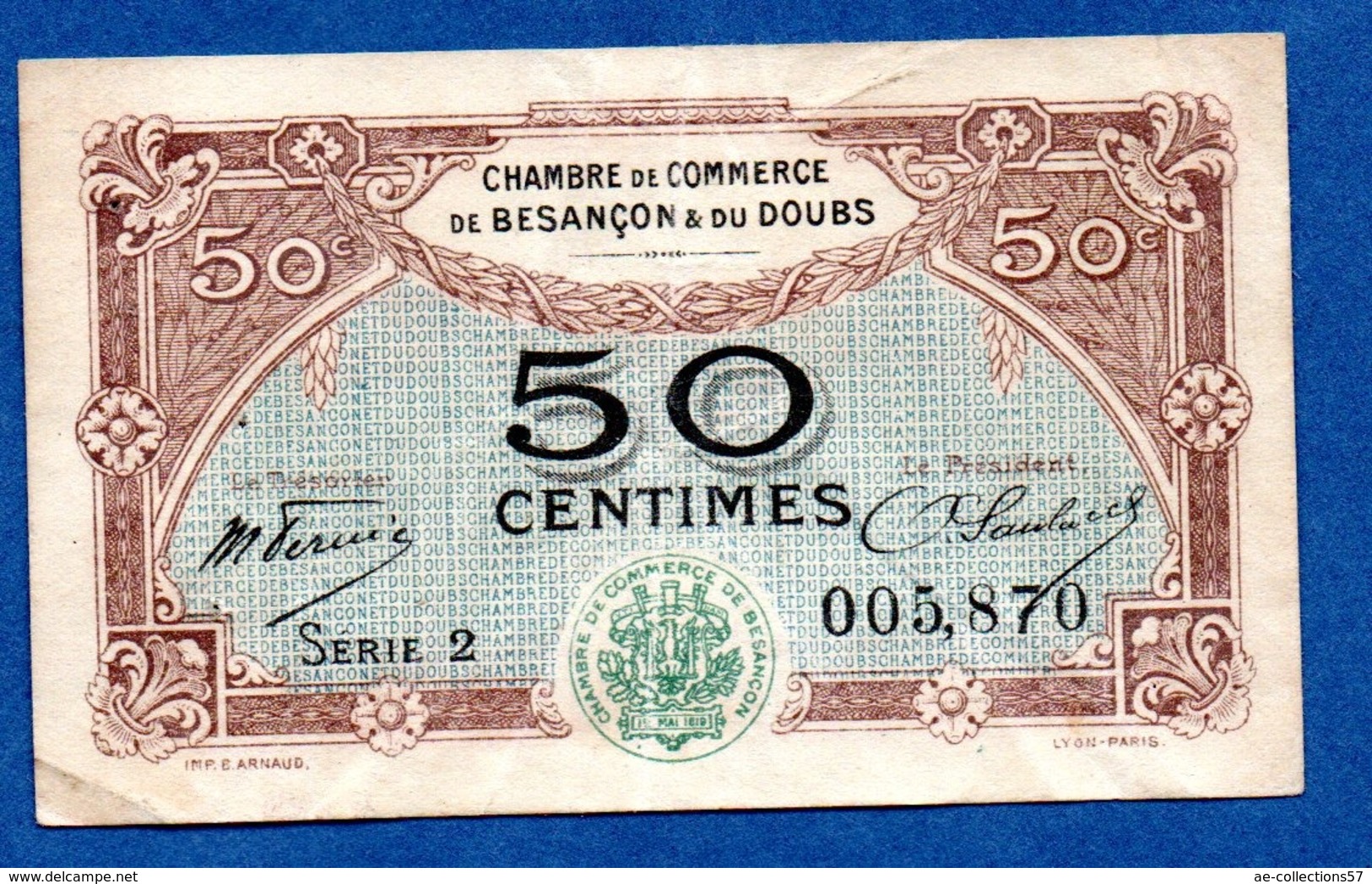 Besançon   -  50 Centimes        - état TB+ - Chambre De Commerce