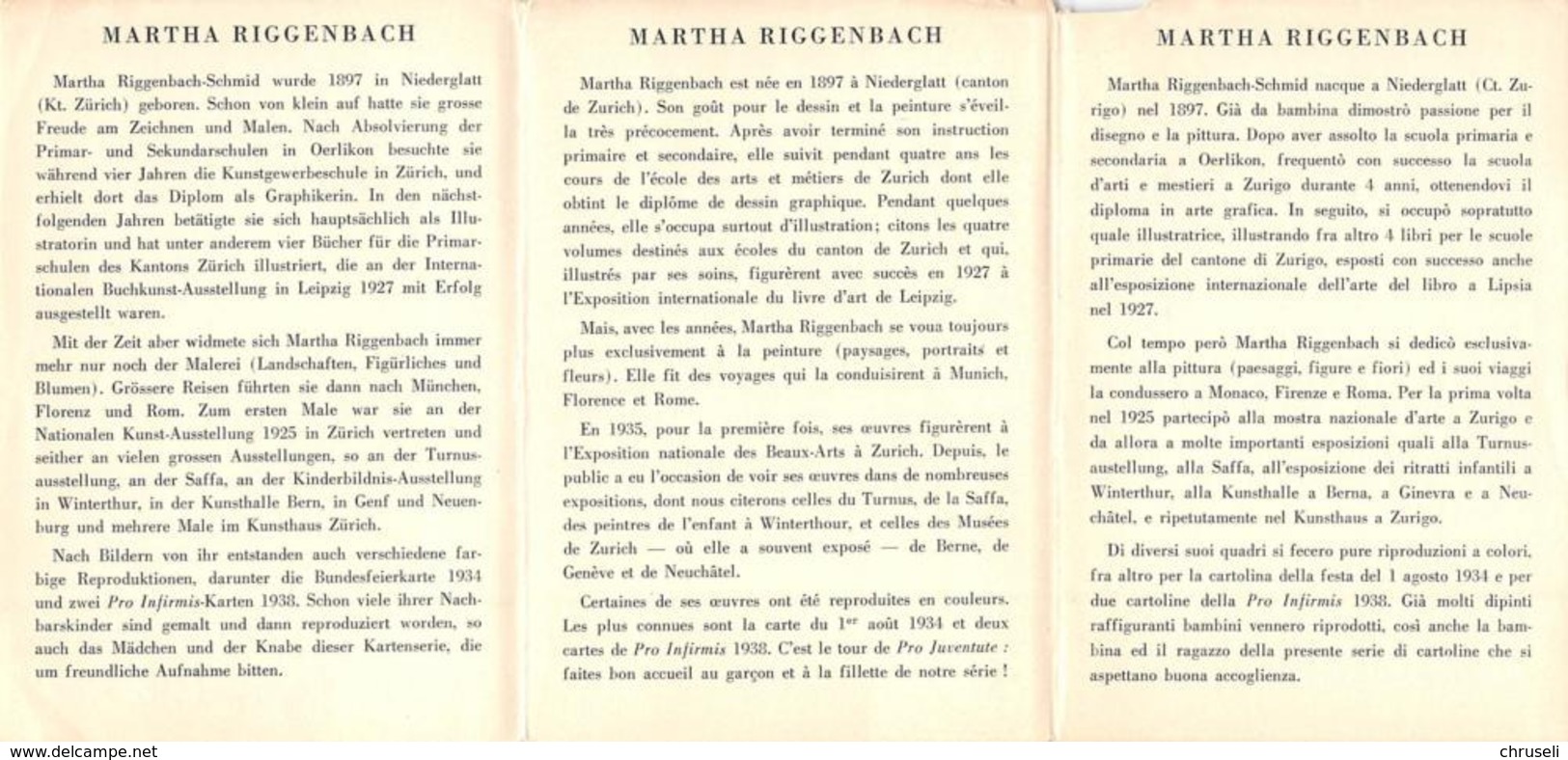 Pro Juventute Serie Nr. 185 - 189   Martha Riggenbach - Arth