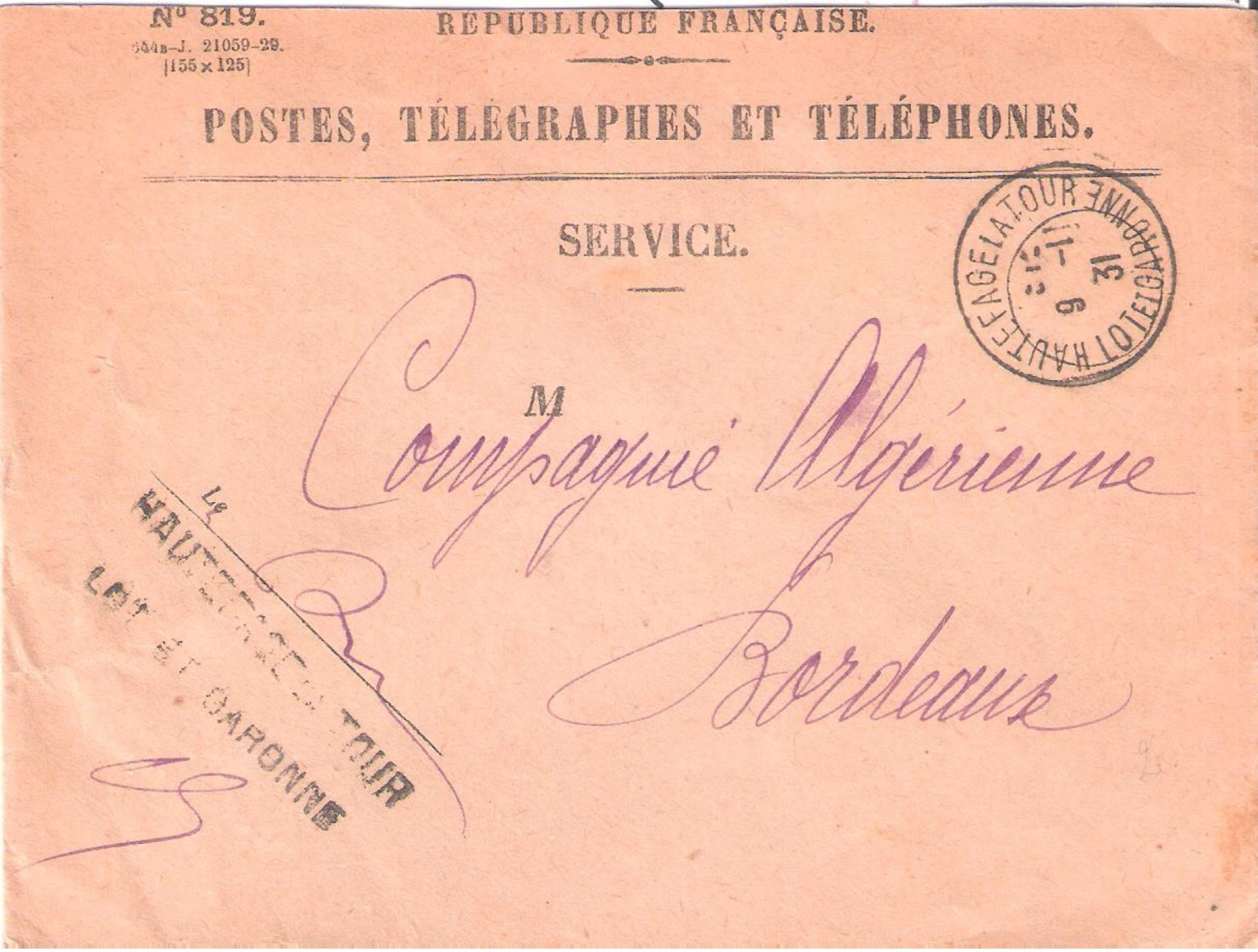 Lot Et Garonne :- HAUTEFAGE LA TOUR Dateur Type A4 Sur Enveloppe En Franchise Des POSTES - 1921-1960: Période Moderne