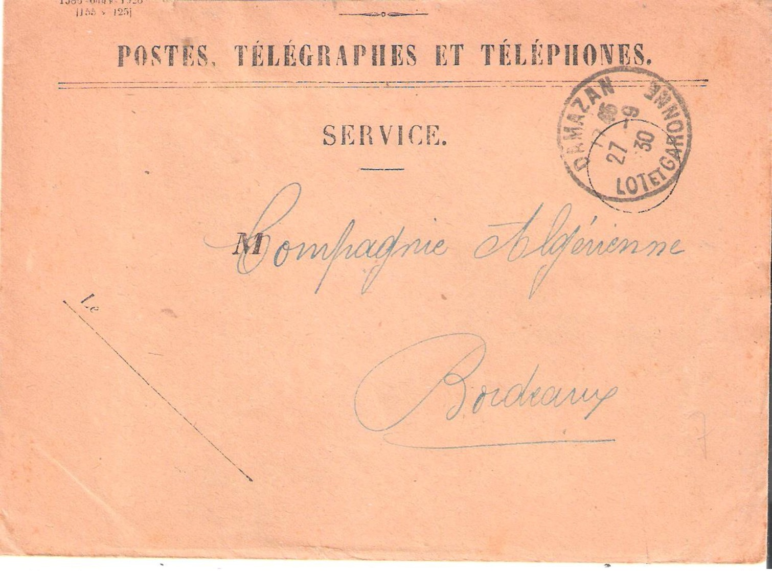 Lot Et Garonne :- DAMAZAN Dateur Type A4 Sur Enveloppe En Franchise Des POSTES - 1921-1960: Période Moderne