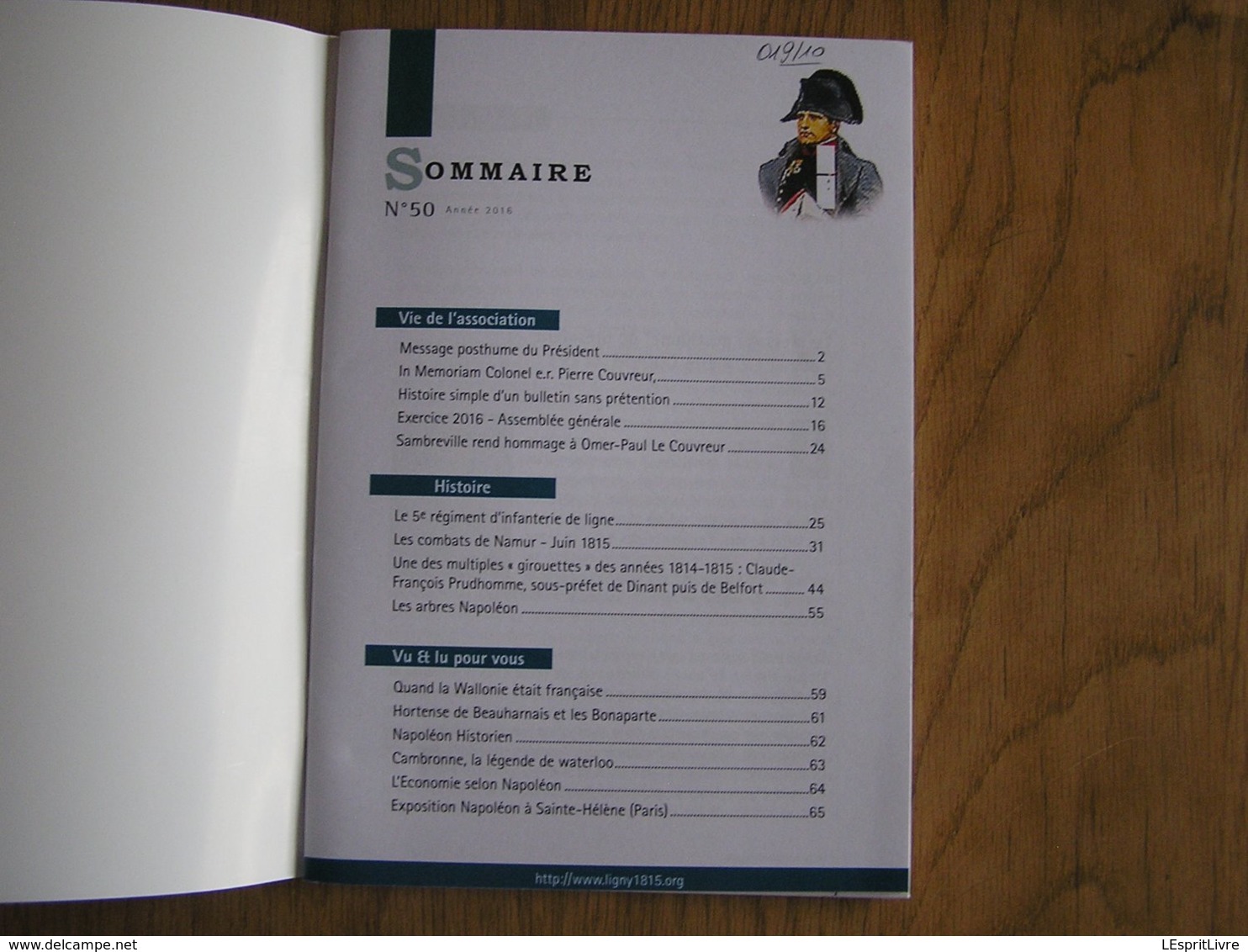 BULLETIN DES AMIS DE LIGNY N° 50 Histoire 1er EMPIRE 1815 Napoléon 5 ème De Ligne à Namur Combats Sous Préfet Dinant - Histoire