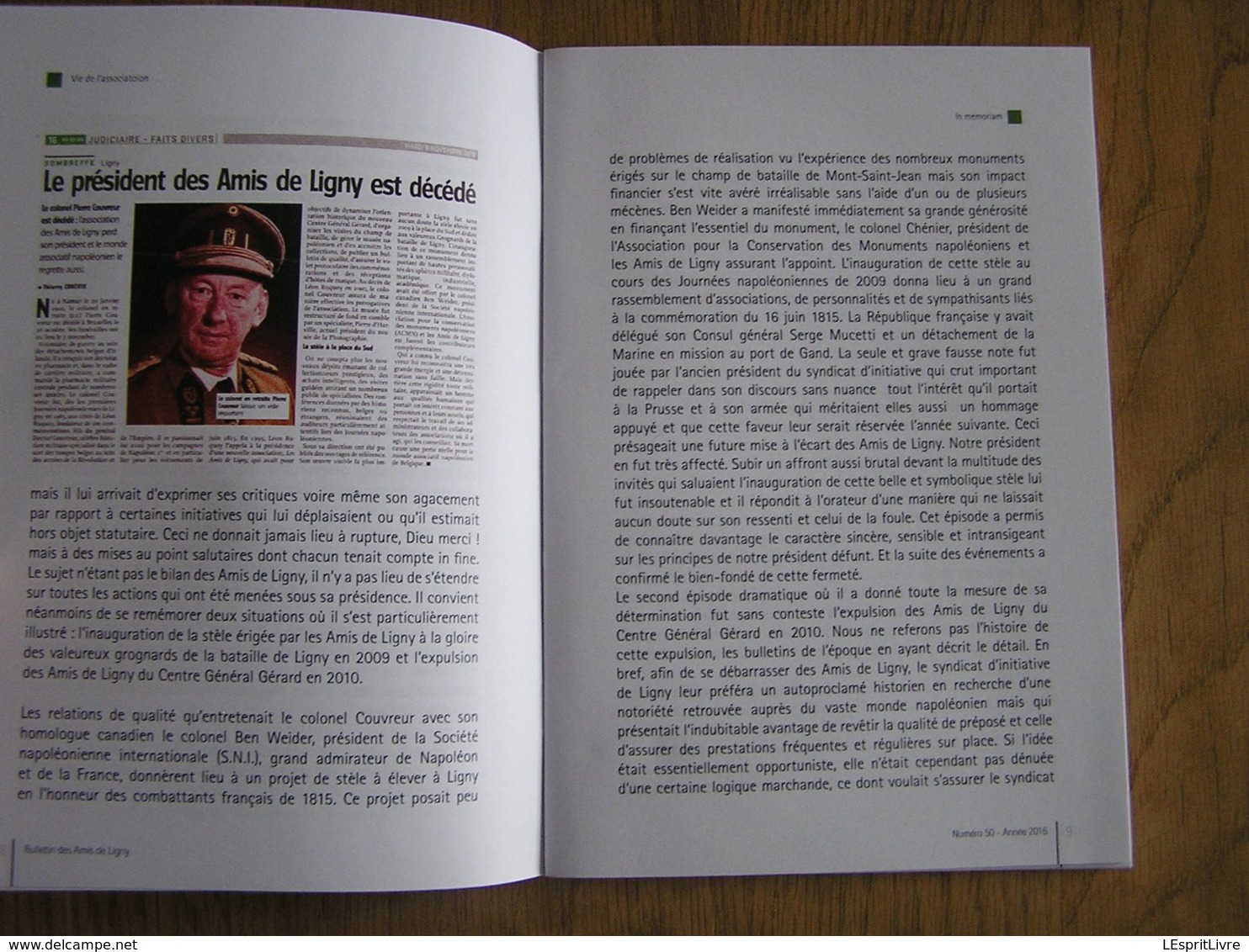 BULLETIN DES AMIS DE LIGNY N° 50 Histoire 1er EMPIRE 1815 Napoléon 5 ème De Ligne à Namur Combats Sous Préfet Dinant - Histoire