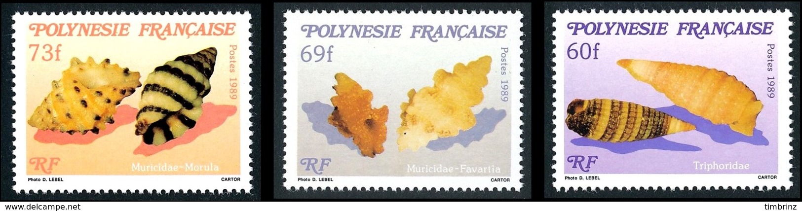 POLYNESIE 1989 - Yv. 343 344 Et 345 **   Faciale= 1,70 EUR - Microcoquillages (3 Val.)  ..Réf.POL24570 - Neufs