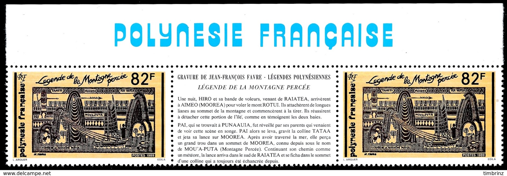 POLYNESIE 1989 - Yv. 347A à 349A = 347 à 349 En Tryptiques **   Cote= 16,00 EUR - Légendes Polynésiennes  ..Réf.POL24575 - Neufs