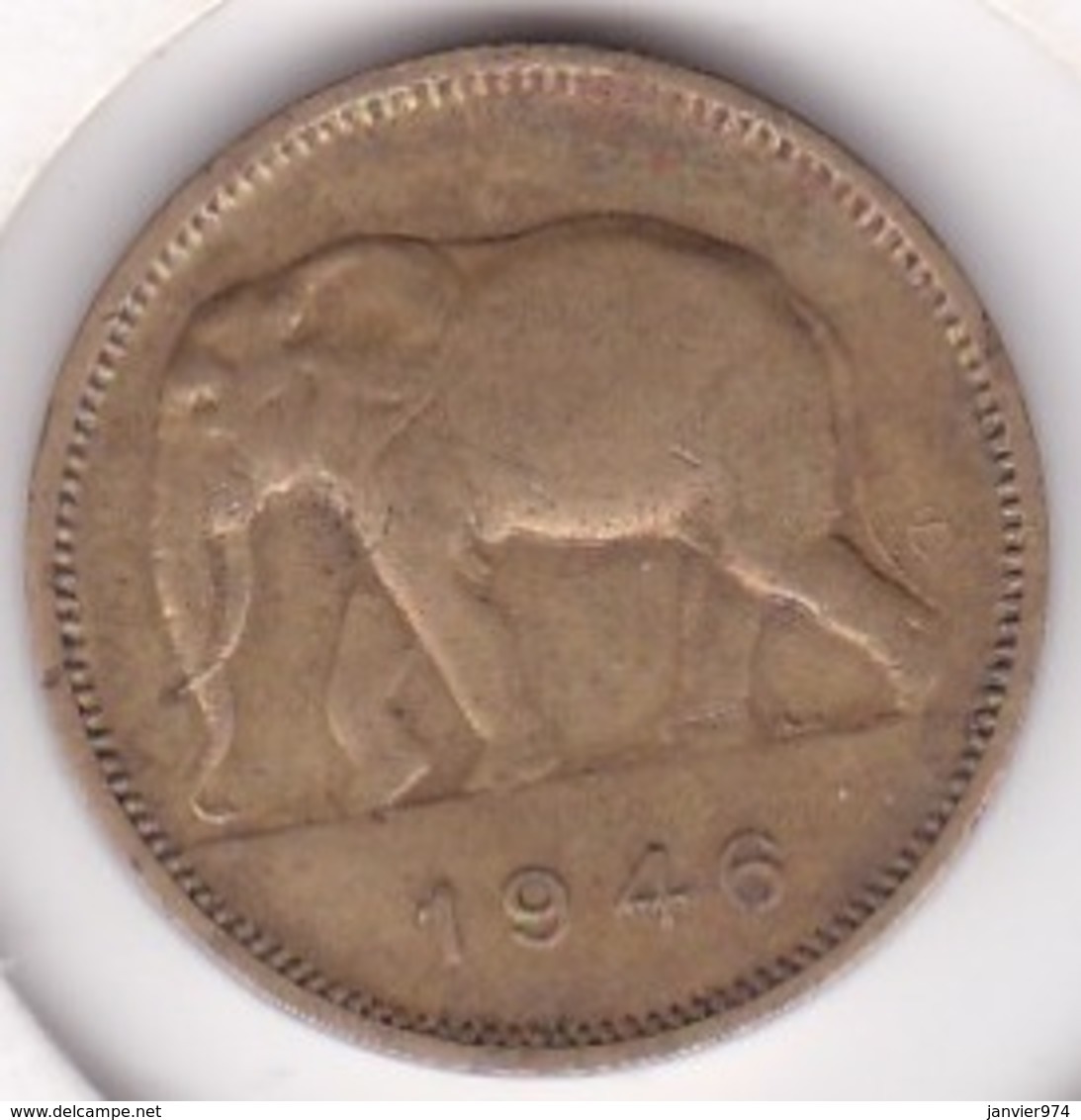 CONGO-BELGE. 2 FRANCS 1946. (Éléphant) - 1945-1951: Regencia