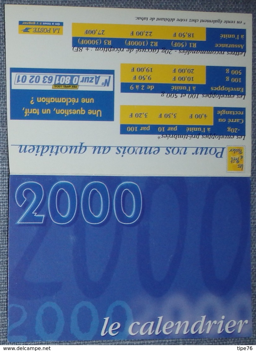 Petit Calendrier De Poche 2000 La Poste - Kleinformat : 1991-00