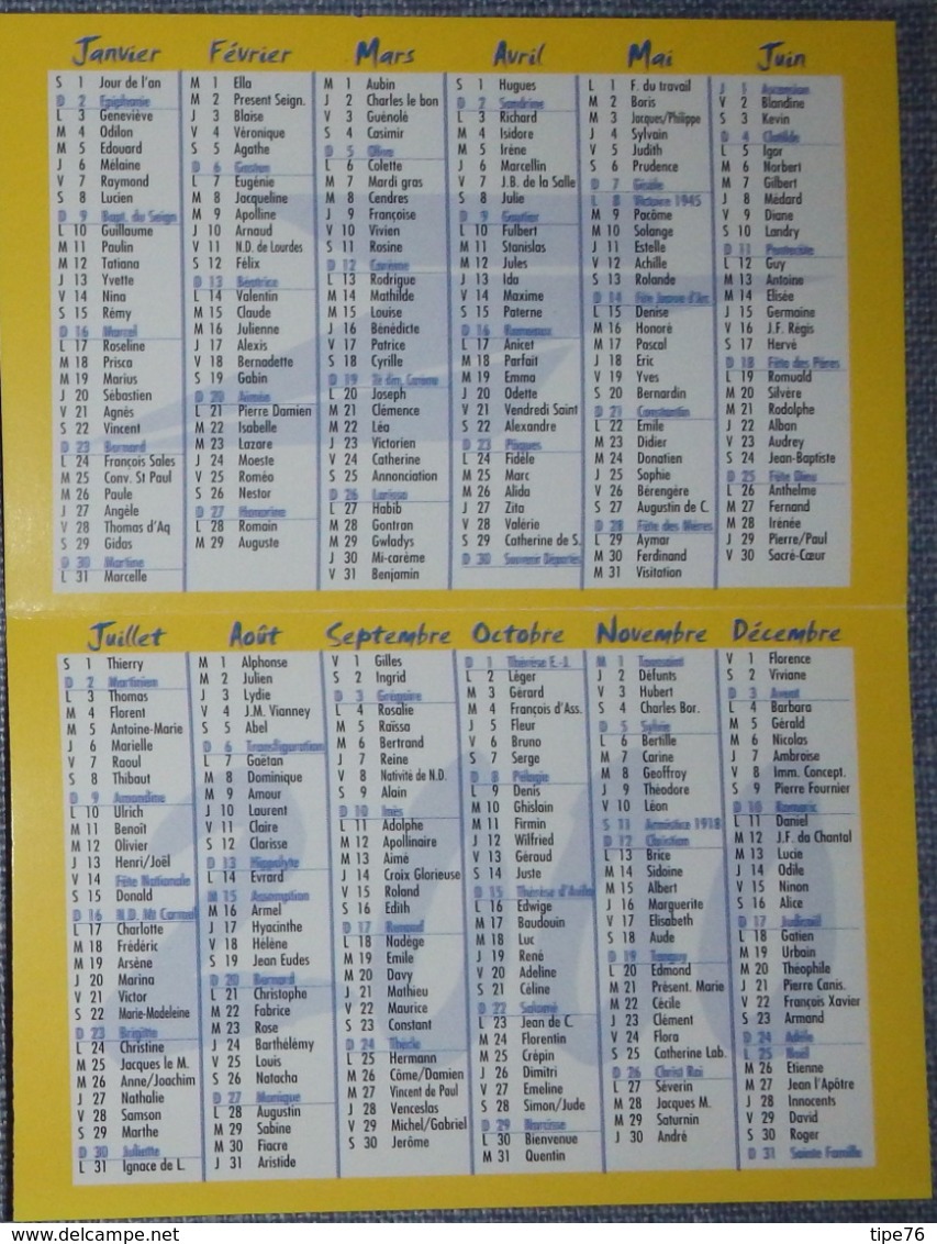 Petit Calendrier De Poche 2000 La Poste - Small : 1991-00