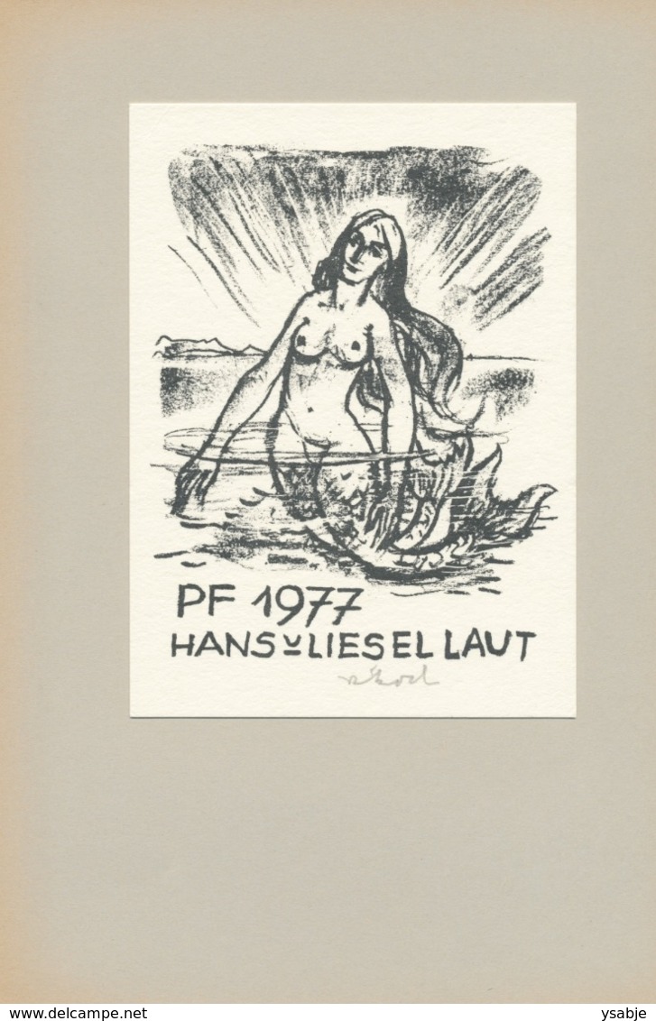 Nieuwjaarskaart 1977 Hans Und Liesel Laut - Rudolf Koch Gesigneerd - Zeemeermin Mermaid Sirene - Estampas & Grabados