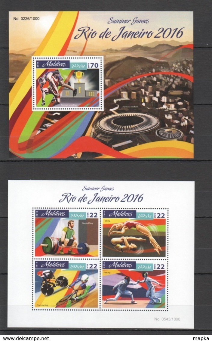 ML069 2016 MALDIVES SPORTS OLYMPIC GAMES RIO DE JANEIRO 1KB+1BL MNH - Sommer 2016: Rio De Janeiro