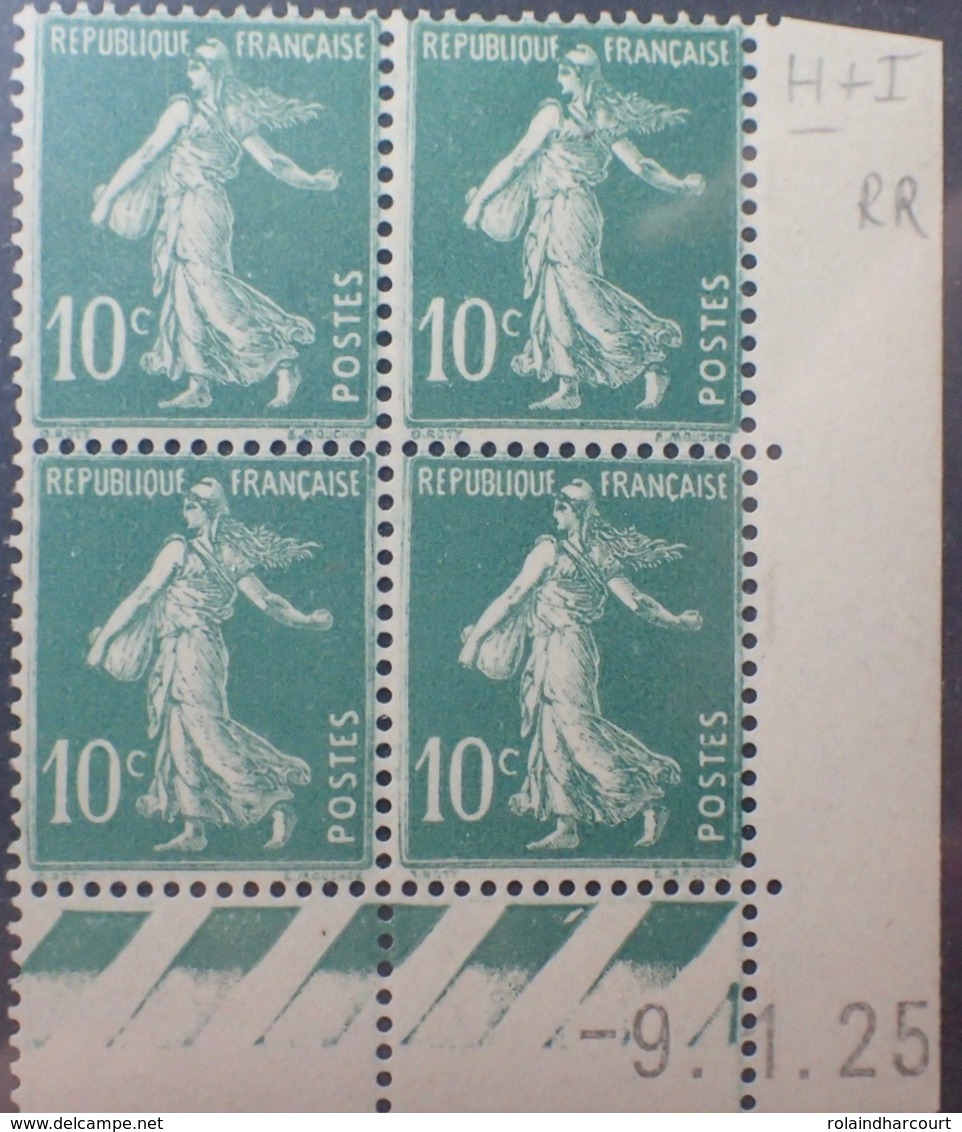 R1189/254 - 1925 - TYPE SEMEUSE - BLOC - N°159 (III) TIMBRES NEUFS** CdF Daté - ....-1929