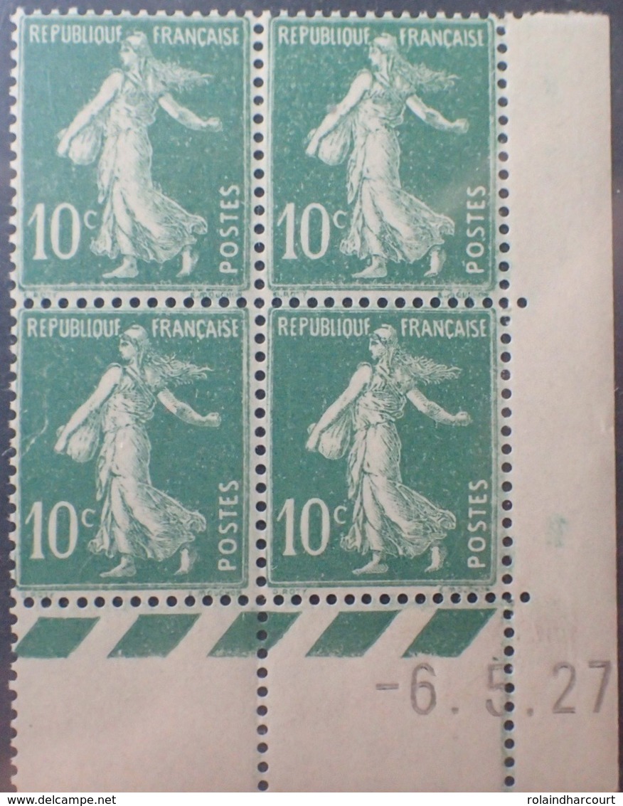 R1189/256 - 1927 - TYPE SEMEUSE - BLOC - N°159 (III) TIMBRES NEUFS** CdF Daté - ....-1929