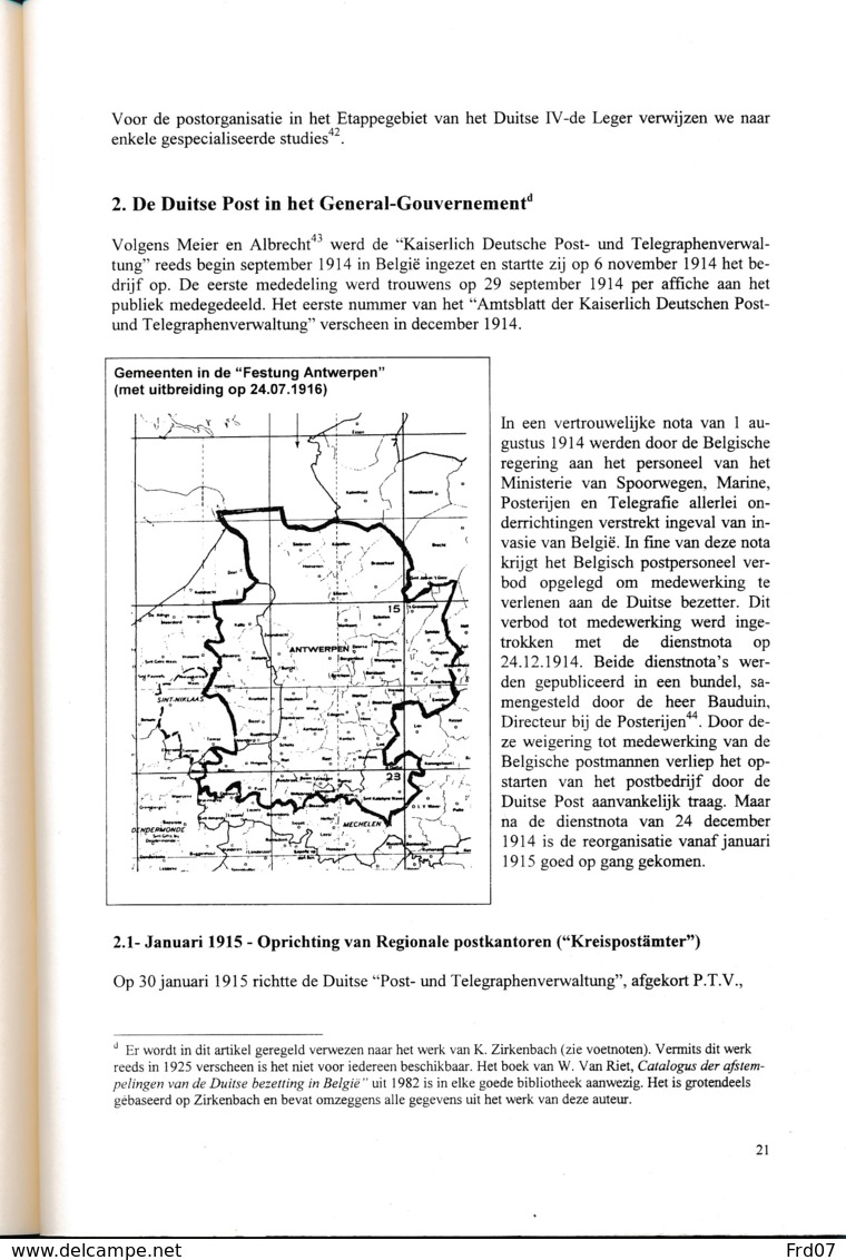 De Post In Antwerpen Tijdens De Duitse Bezetting 1914-1918. Door M. Van Der Mullen. - Filatelie En Postgeschiedenis