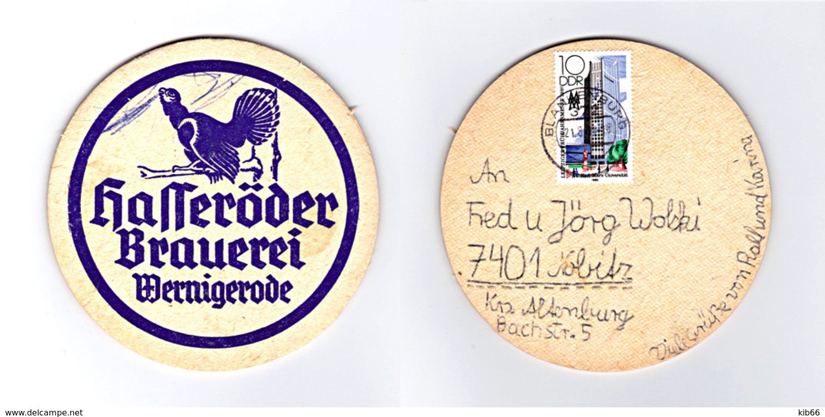 Sous-bock Bière Unique Hasseröder Bierbrauerei, Timbre 1980 Beer Mat Bierdeckel Coaster - Sous-bocks