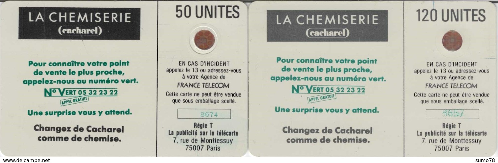 FRANCE - 50 Et 120 Unités - CACHAREL - Télécartes Utilisées - 1988