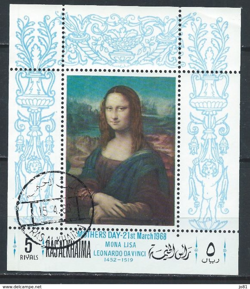 Ras Al Khaima Bloc Mona Lisa Oblitéré (1968) - Ras Al-Khaima