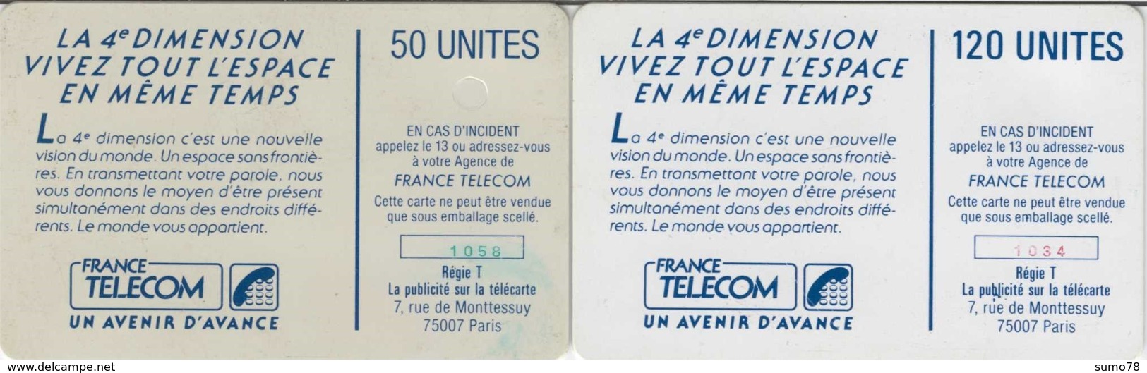 FRANCE - 50 Et 120 Unités - 4 Ième DIMENSION HOMME - Télécartes Utilisées - 1988
