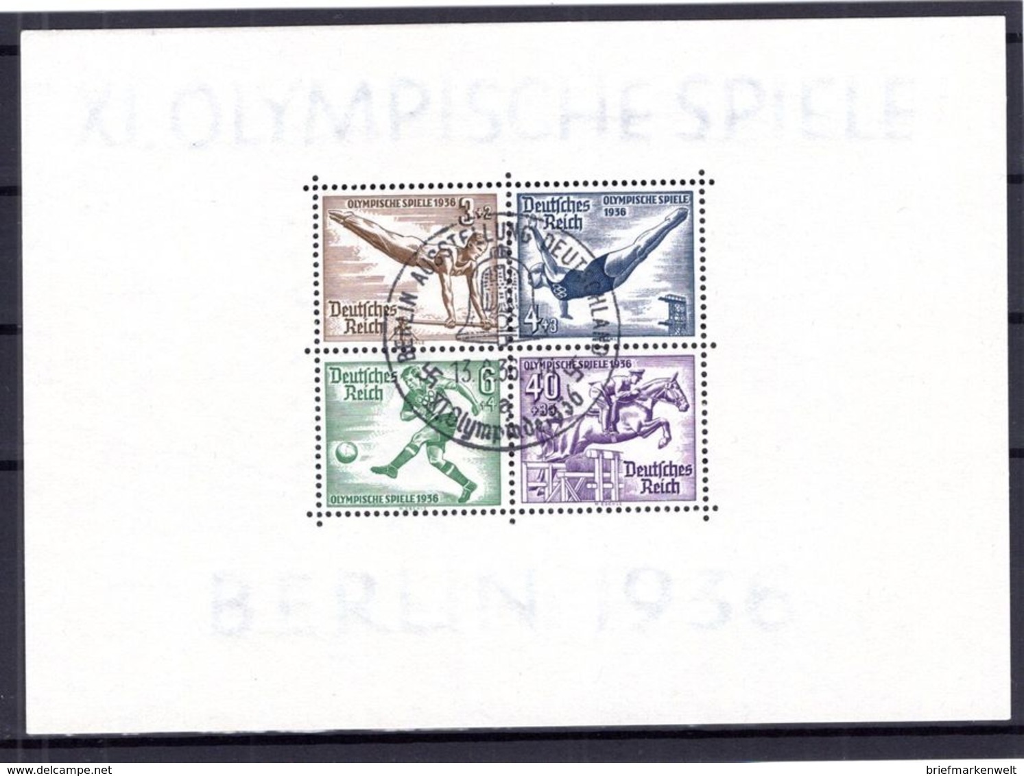 DR-3.Reich OLYMPIADE 1940 Bl5 STEMPEL AUSSTELLUNG BERLIN Gest. (B6044 - Blocks & Kleinbögen