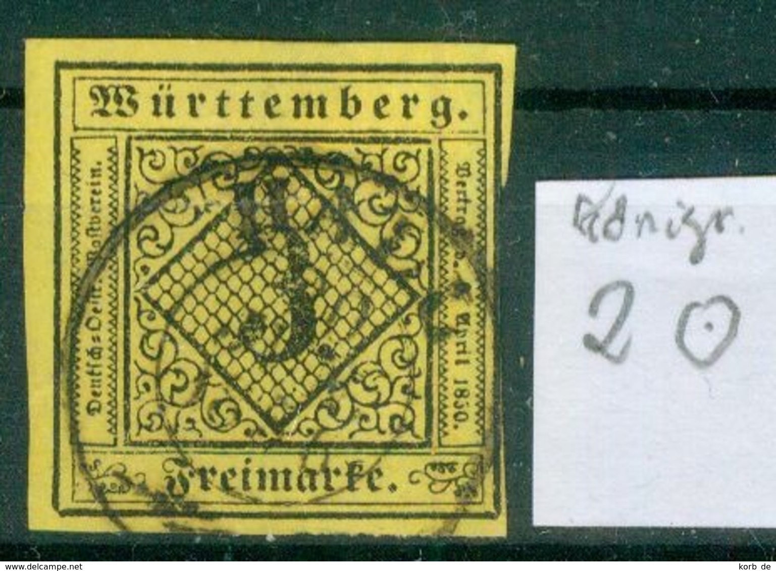 Württemberg Königreich  1851  MiNr.  2     O / Used  (L1197) - Sonstige & Ohne Zuordnung