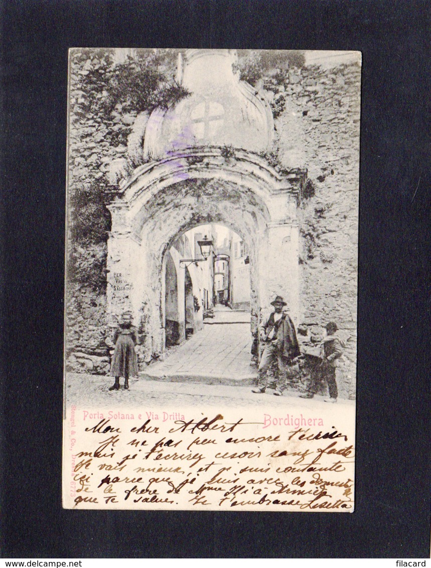 88566    Italia,  Porta Solana E Via  Dritta,  Bordighera,  VGSB  1905 - Imperia