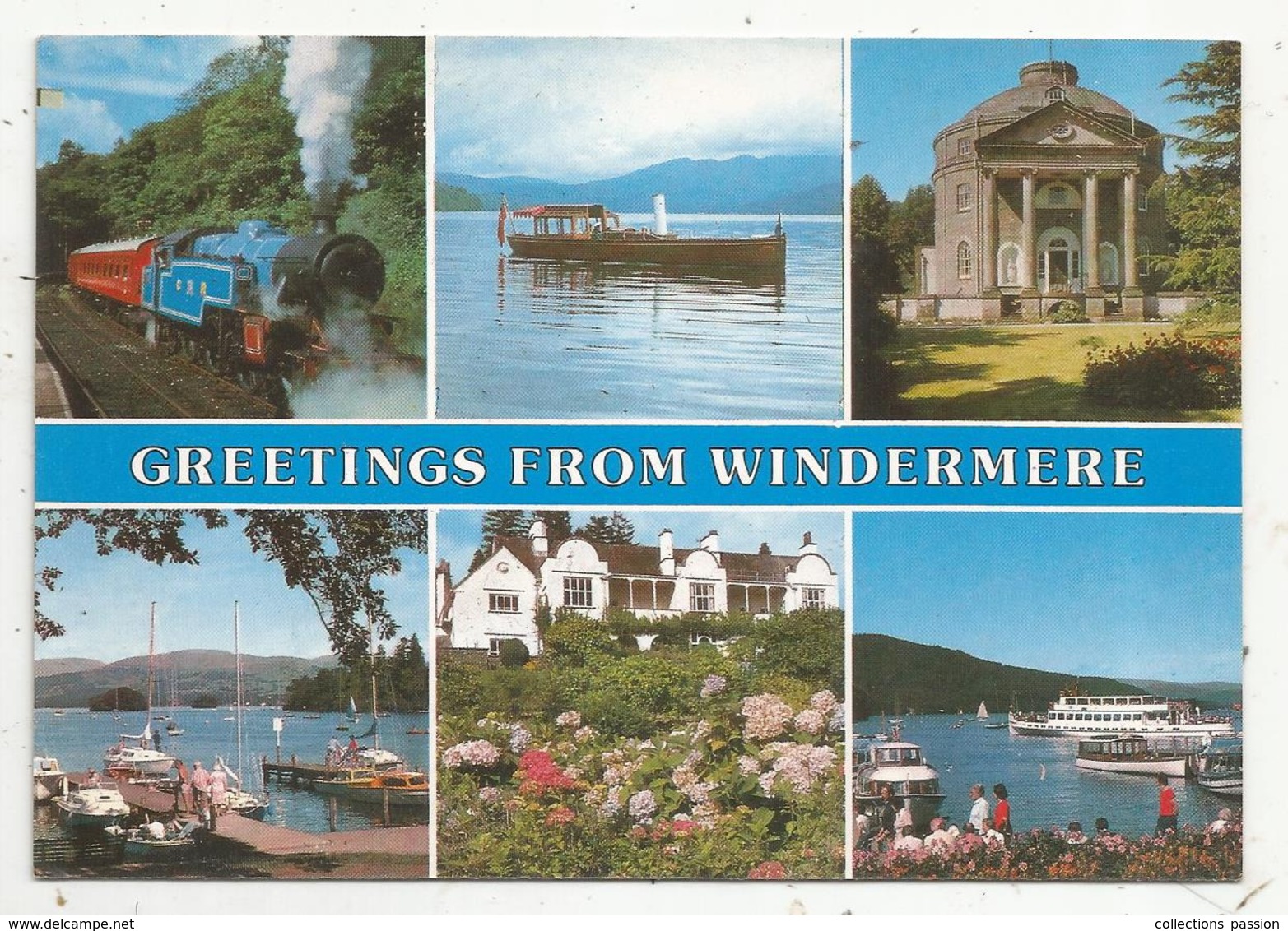 Cp ,Angleterre, Greetings From WINDERMERE ,multivues , Train, Bateaux,  Vierge - Sonstige & Ohne Zuordnung