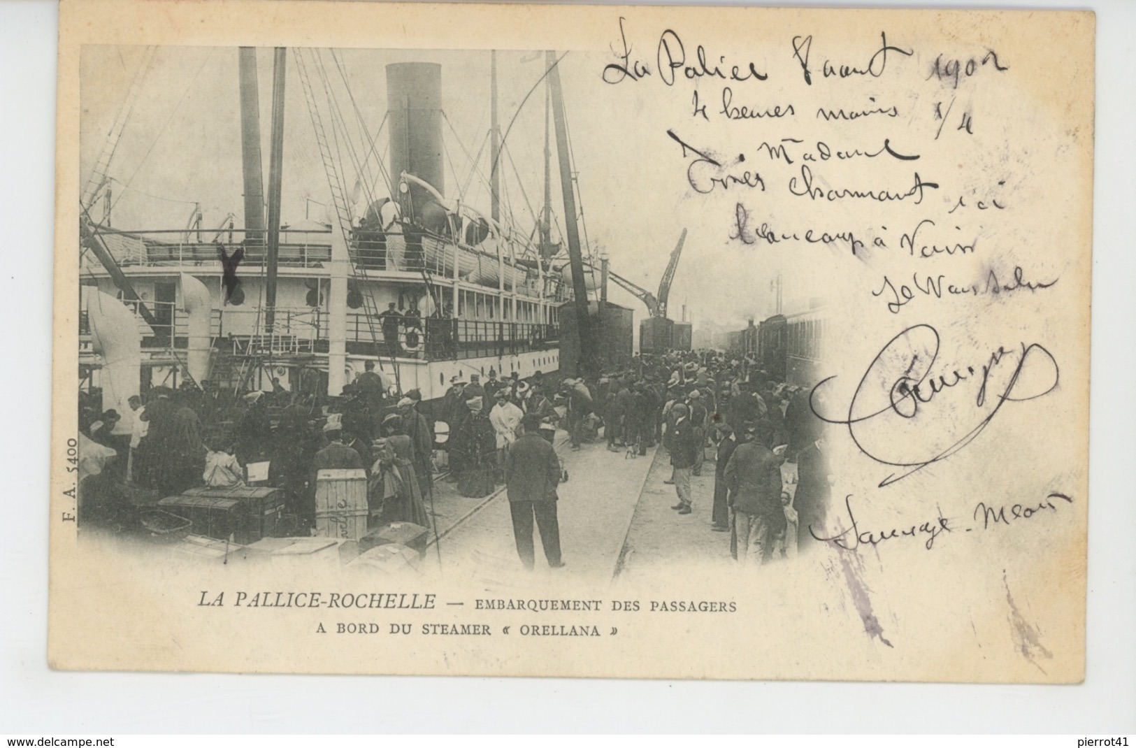 BATEAUX - LA PALLICE ROCHELLE - Embarquement Des Passagers à Bord Du Steamer "ORELLANA " - Paquebots