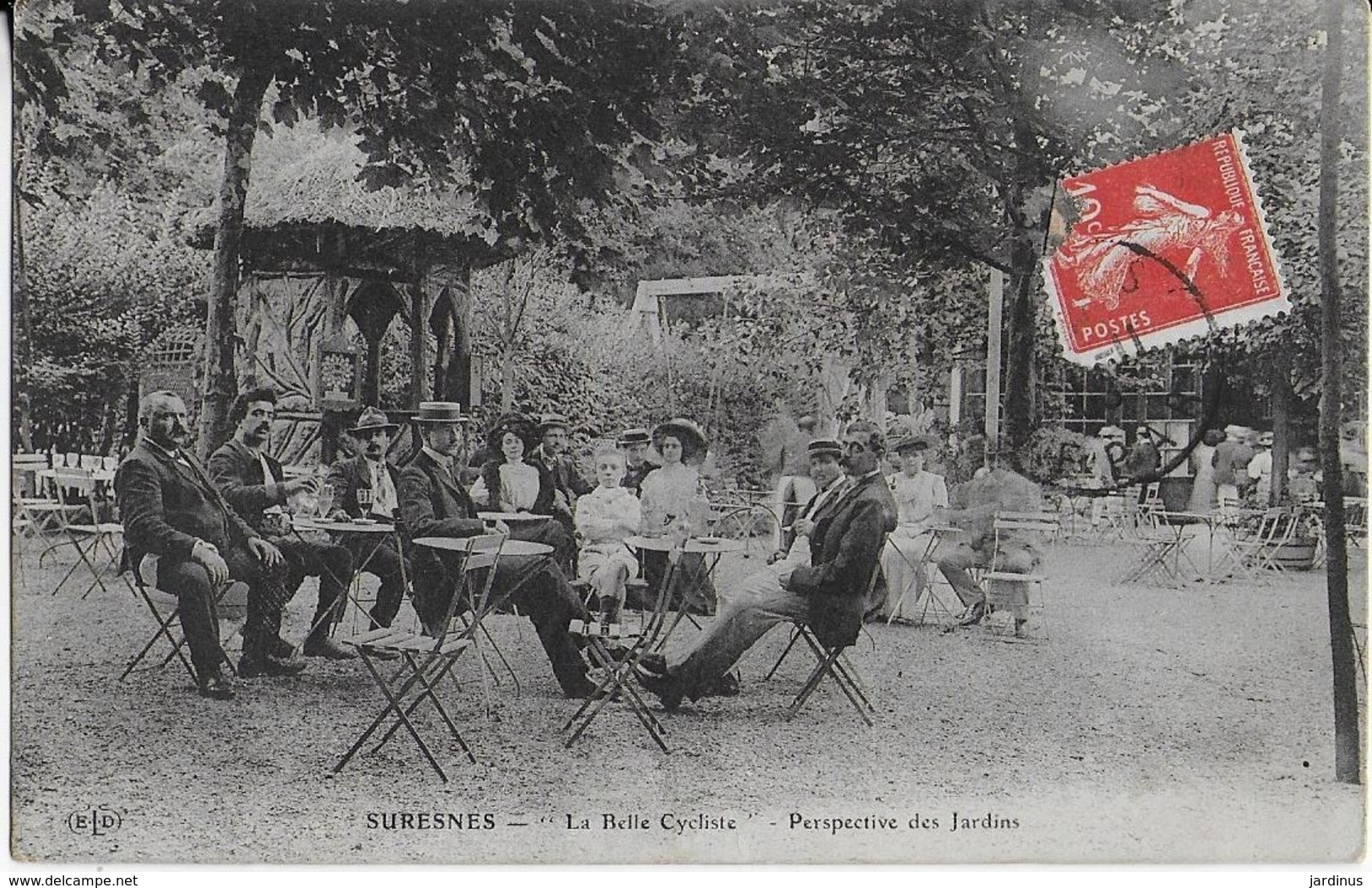 SURESNES  : " La Belle Cycliste " -  Perspective Des Jardins-  Bien Animée - 1908 - Suresnes