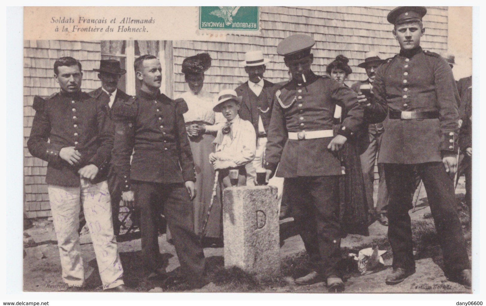 SOLDATS FRANCAIS ET ALLEMANDS A LA FRONTIERE DU HONECK (carte Animée) - Autres & Non Classés