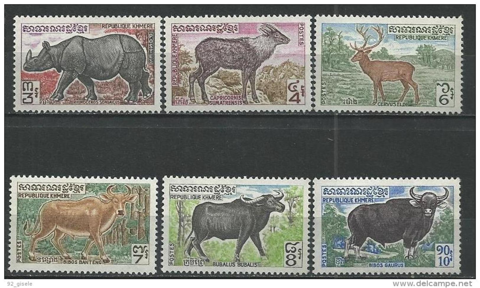 Khmere YT 310 à 315 " Animaux " 1972 Neuf** - Cambogia