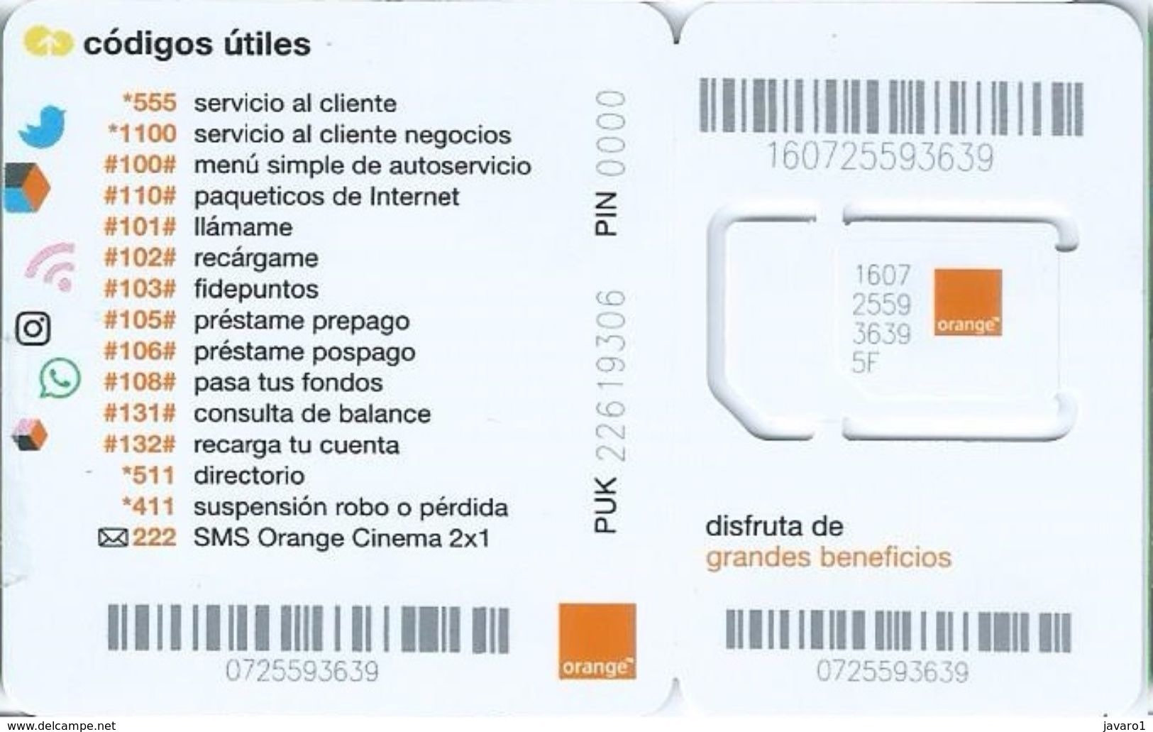 DOM.REP : GSM SIM Mini & Micro  (fixed) ORANGE  Ser Orange ,es Bueno - Dominicaine