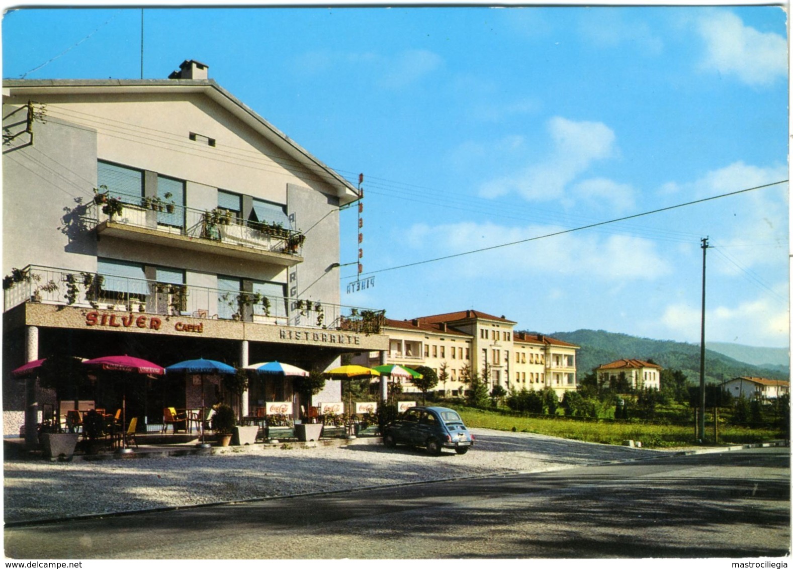 MANIAGO  PORDENONE  Viale Unità D'Italia  Albergo Pineta  Insegne Silver Caffè  Coca-Cola - Pordenone