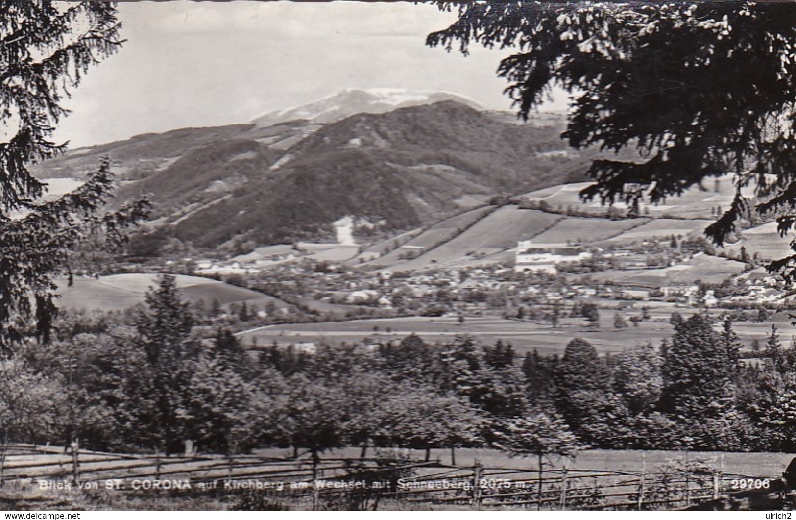 AK Blick Von St. Corona Auf Kirchberg Am Wechsel Mit Schneeberg - Werbestempel Perle Kirchberg Am Wechsel - 1961 (44835) - Wechsel