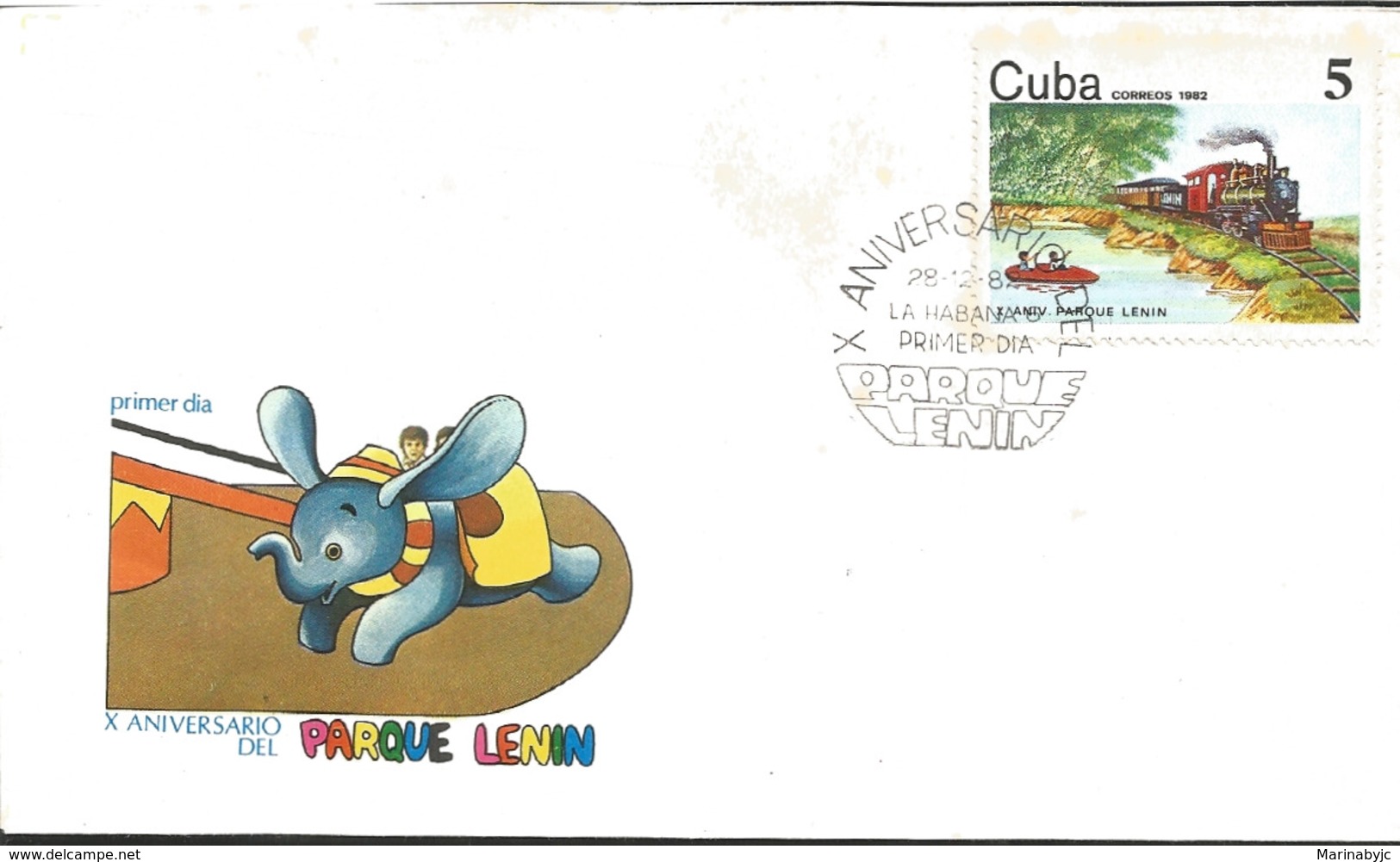 J) 1982 CARIBE, X ANNIVERSARY OF LENIN PARK, RAYLWAY, ELEPHANT, FDC - Other & Unclassified