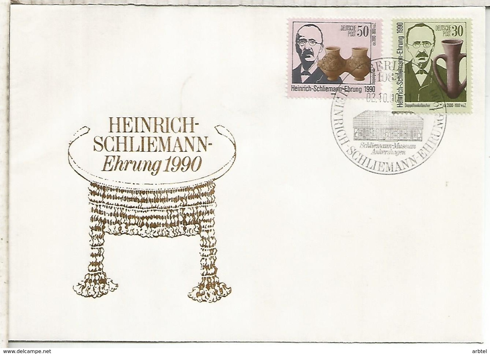 ALEMANIA DDR FDC HEINRICH SCHLIEMANN ARQUEOLOGIA - Arqueología