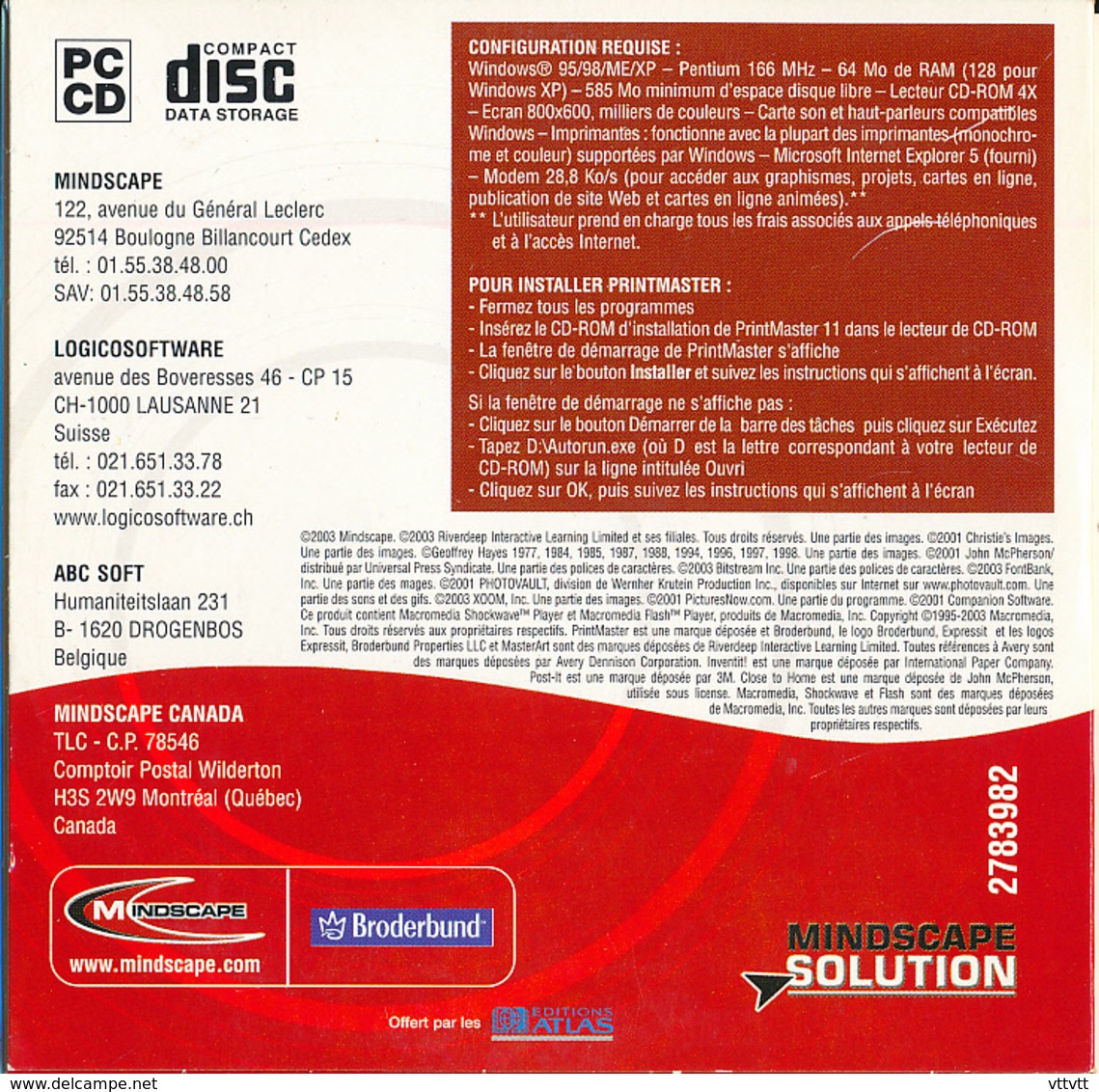 CD : PRINTMASTER, Version 11 Deluxe, Mindscape Solution - CD