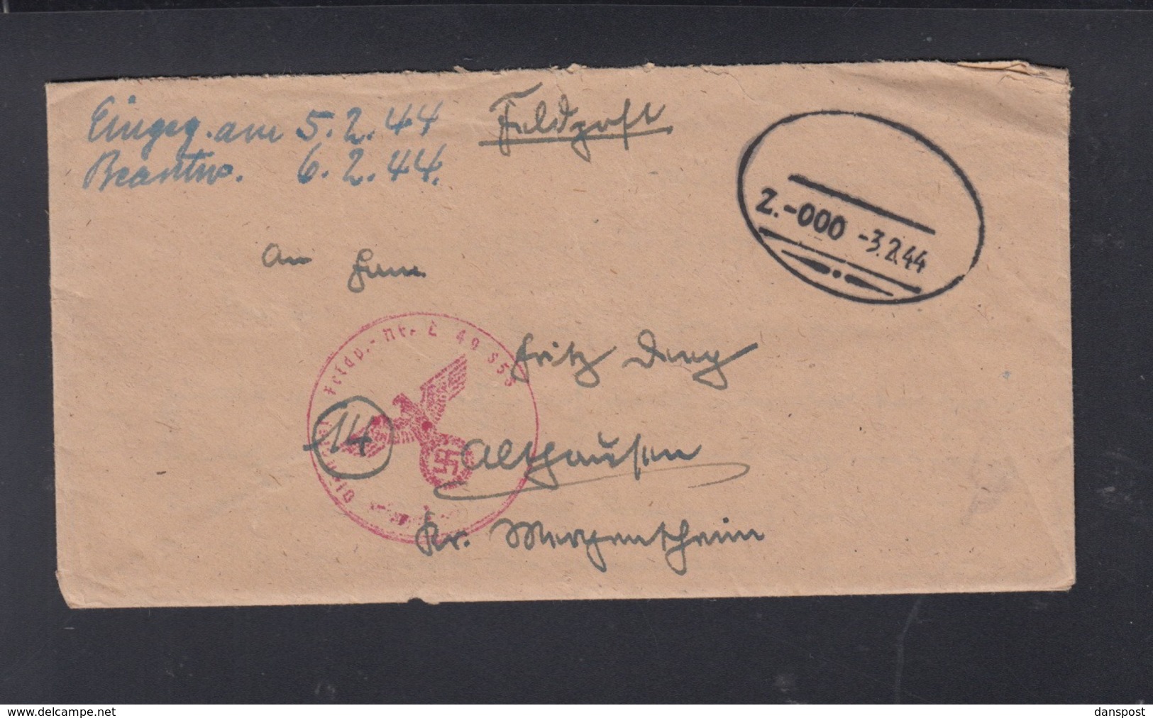 Dt. Reich Feldpost Bahnstempel Aptiert 1944 - Brieven En Documenten
